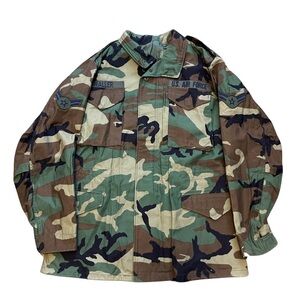 US Air Force women Med Long Camo cold weather, field coat woodland Camo print